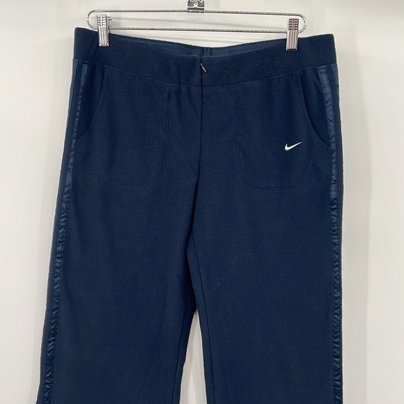 Nike Pants Womens Large Blue Fleece Track Front Zip Vintage‎ Y2K Satin Stripe - Picture 2 of 14